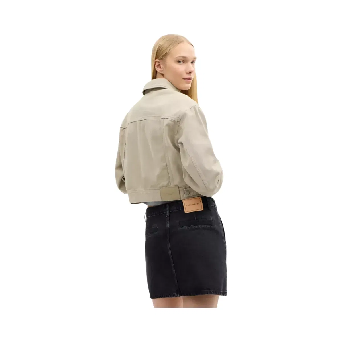 Coach Garment Dyed Denim Jacket in Dark Stone