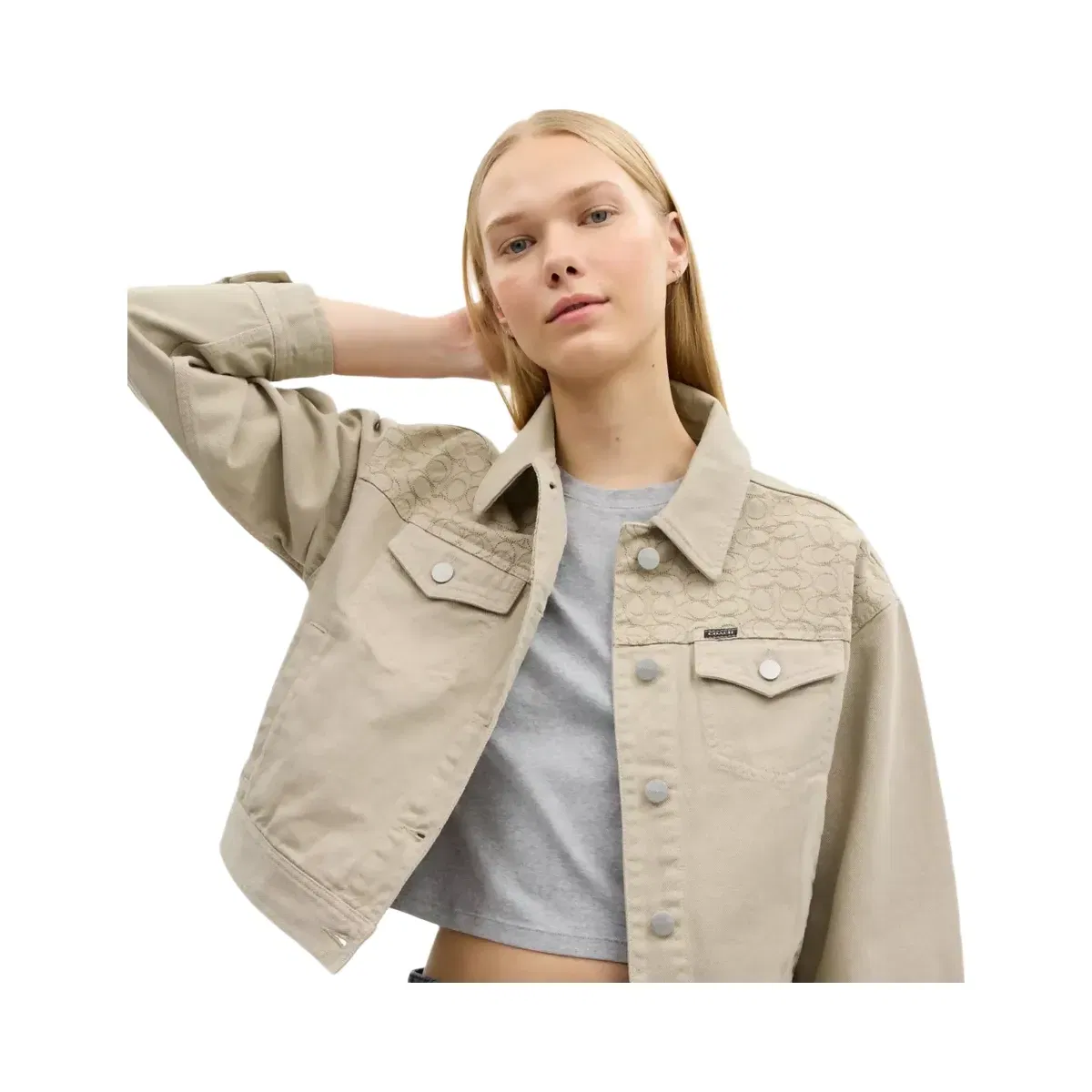 Coach Garment Dyed Denim Jacket in Dark Stone