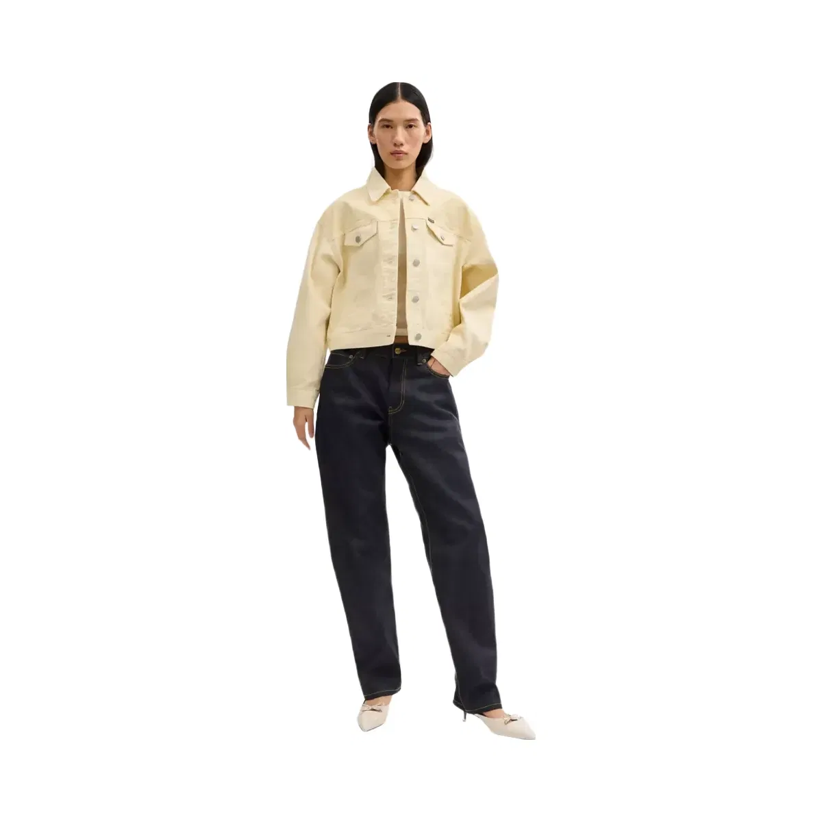 Coach Garment Dyed Denim Jacket in Straw