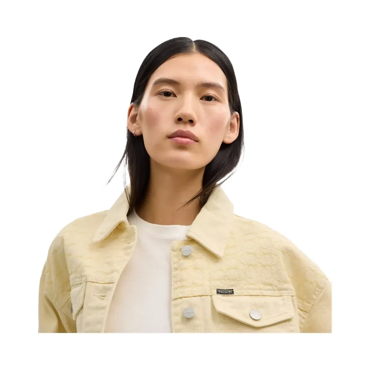 Coach Garment Dyed Denim Jacket in Straw