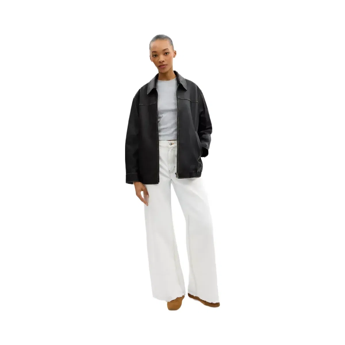 Coach Loved Oversized Leather Jacket in Black