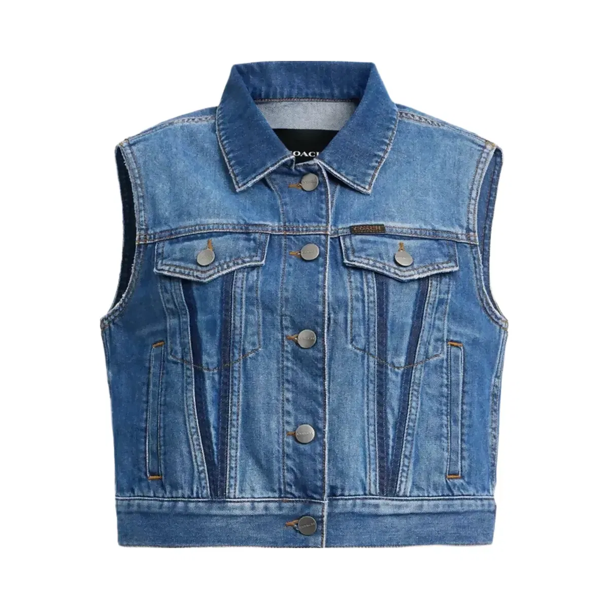 Coach Shrunken Denim Workwear Vest in Blue