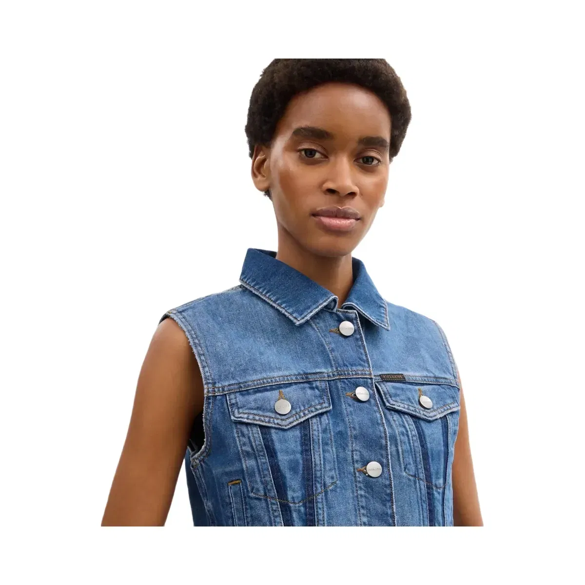 Coach Shrunken Denim Workwear Vest in Blue