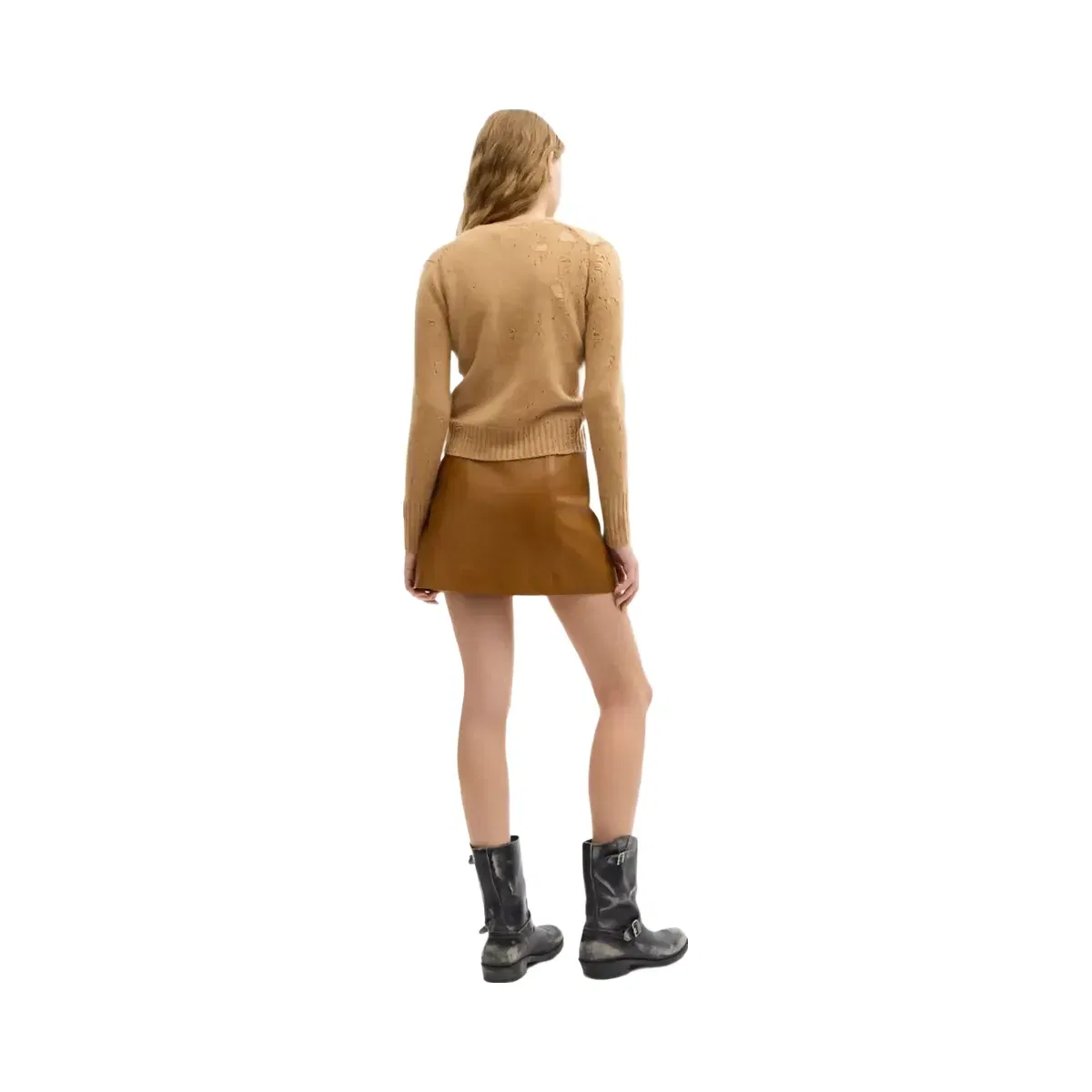 Coach Loved Long Sleeve V-Neck Sweater in Tan