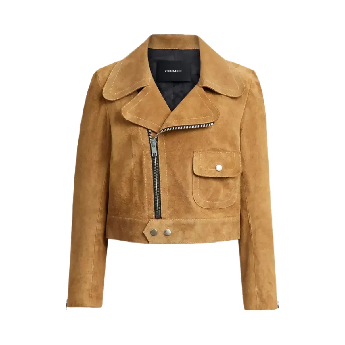 Coach Asymmetric Suede Jacket in Brown