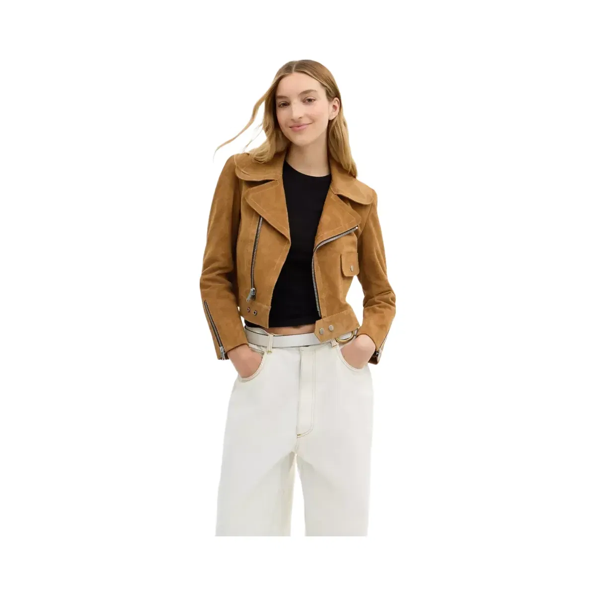 Coach Asymmetric Suede Jacket in Brown