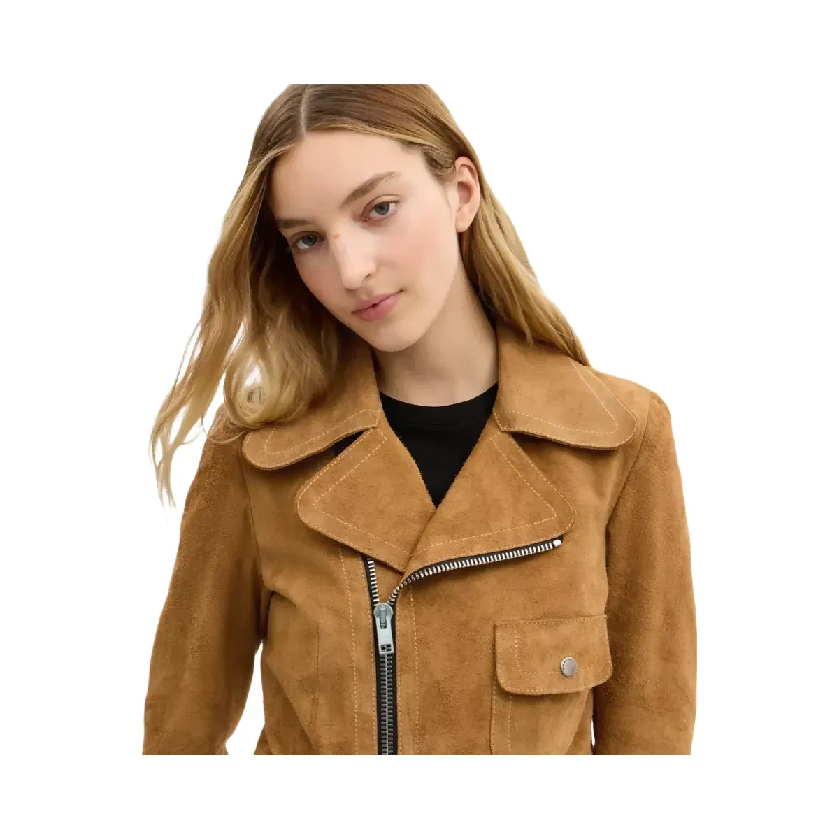 Coach Asymmetric Suede Jacket in Brown