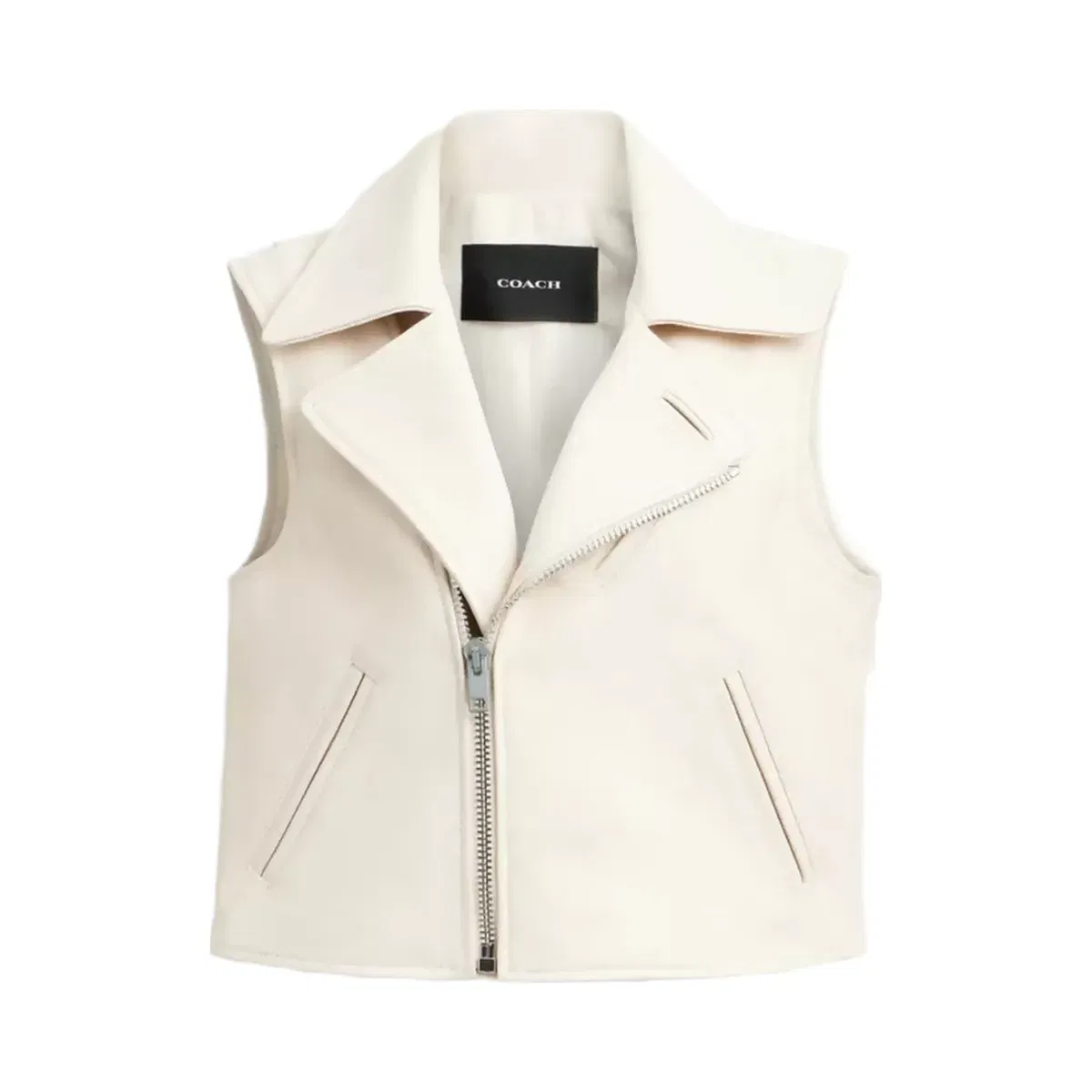 Coach Leather Moto Vest in White