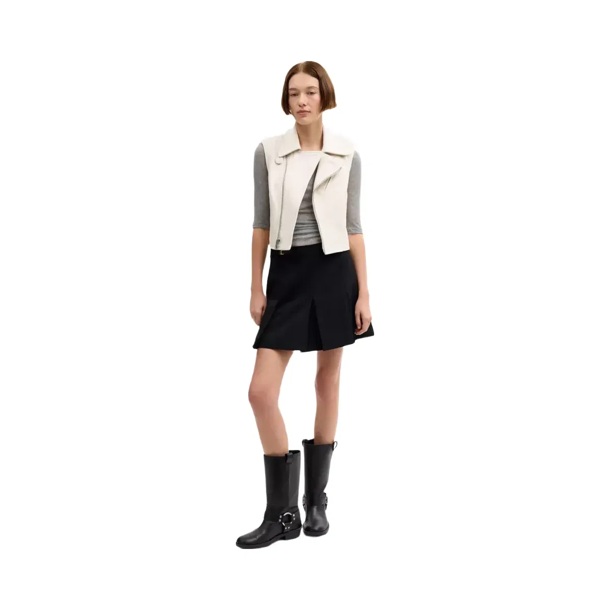 Coach Leather Moto Vest in White