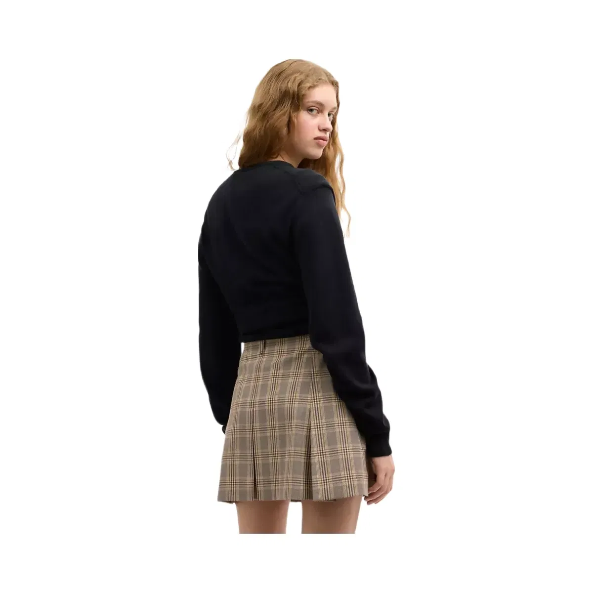 Coach Pleated Plaid Skirt In Recycled Polyester in Tan Multi