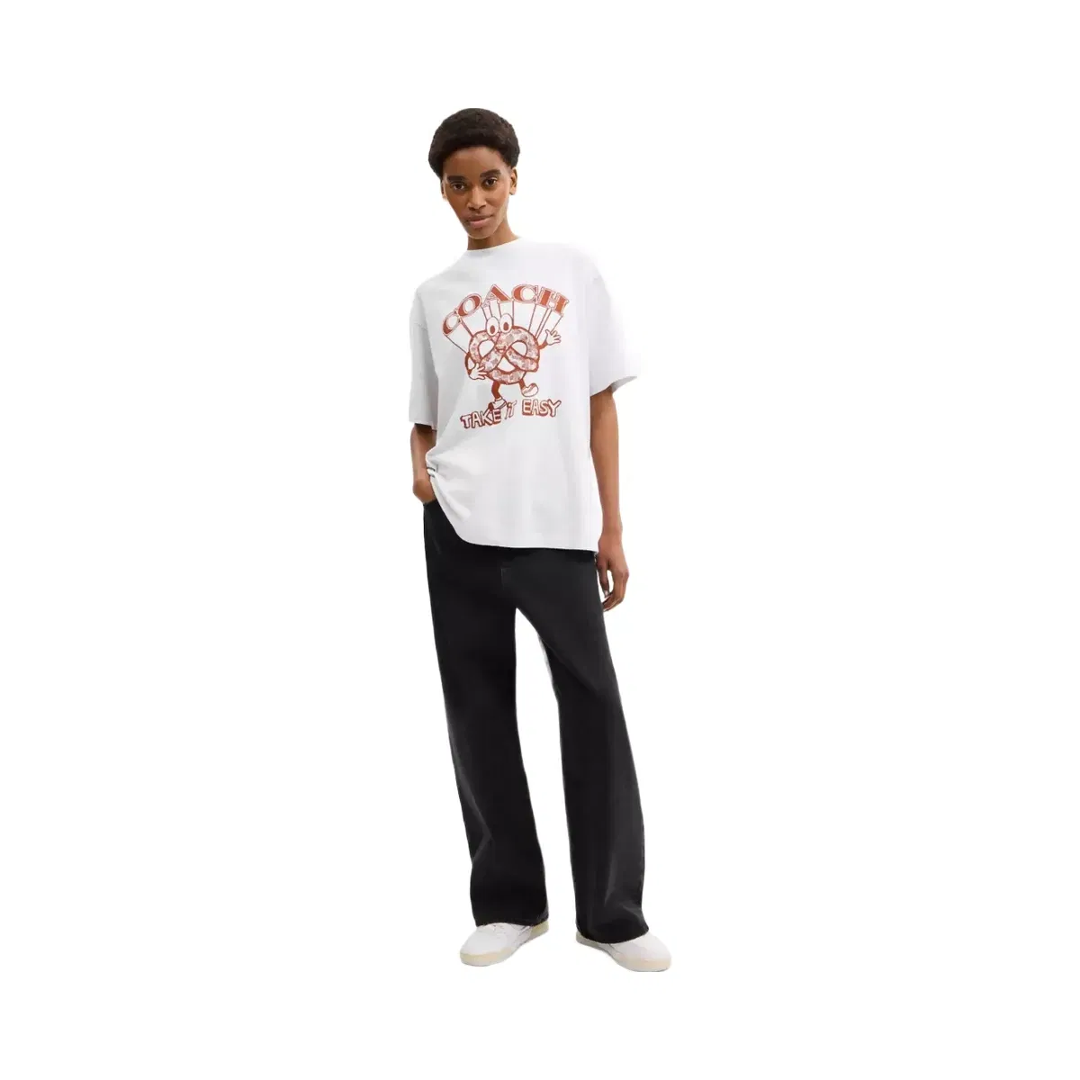 Coach Pretzel Relaxed T-Shirt In Organic Cotton in Heather Grey