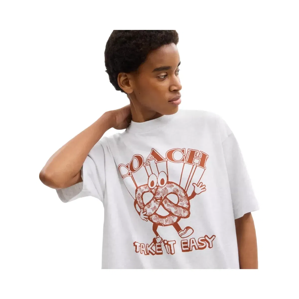 Coach Pretzel Relaxed T-Shirt In Organic Cotton in Heather Grey