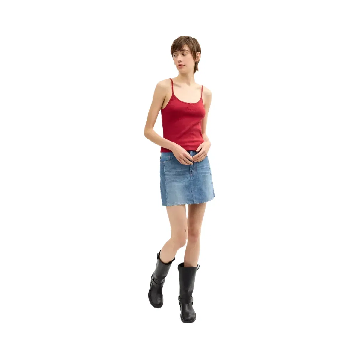 Coach Pointelle Tank in Scarlet