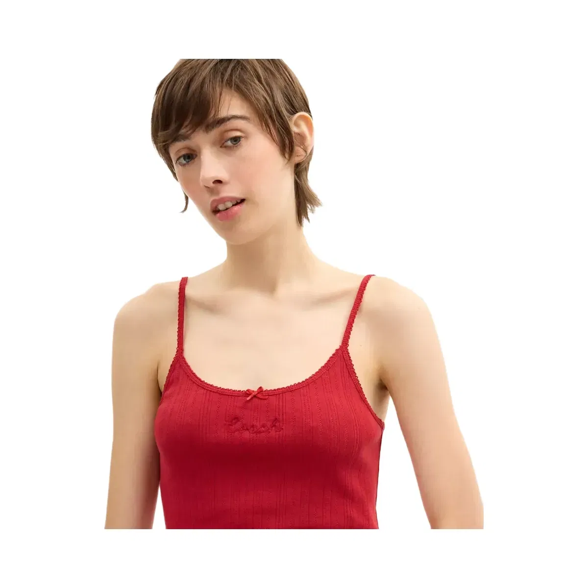Coach Pointelle Tank in Scarlet