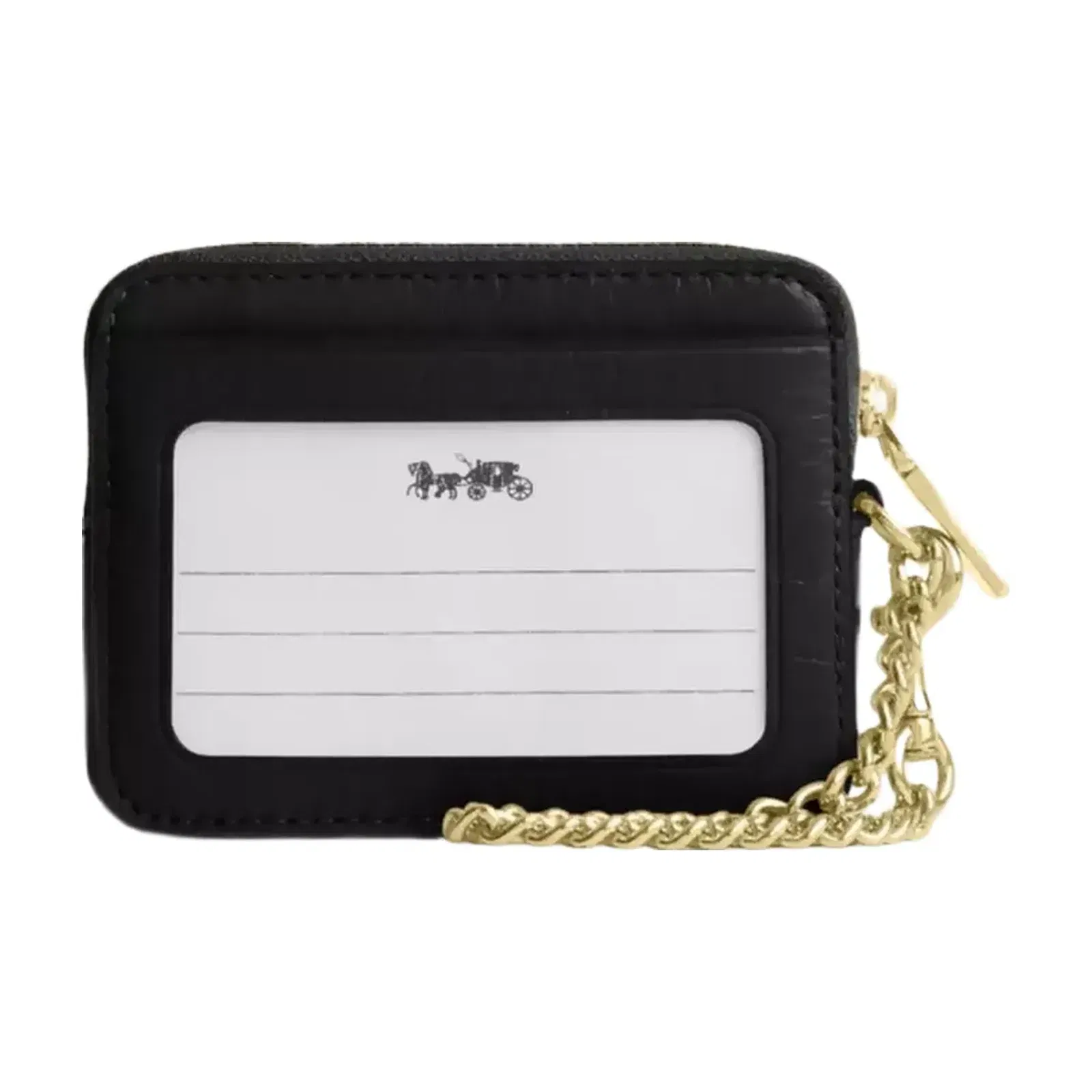 Coach Zip Card Case With Quilting in Gold Black