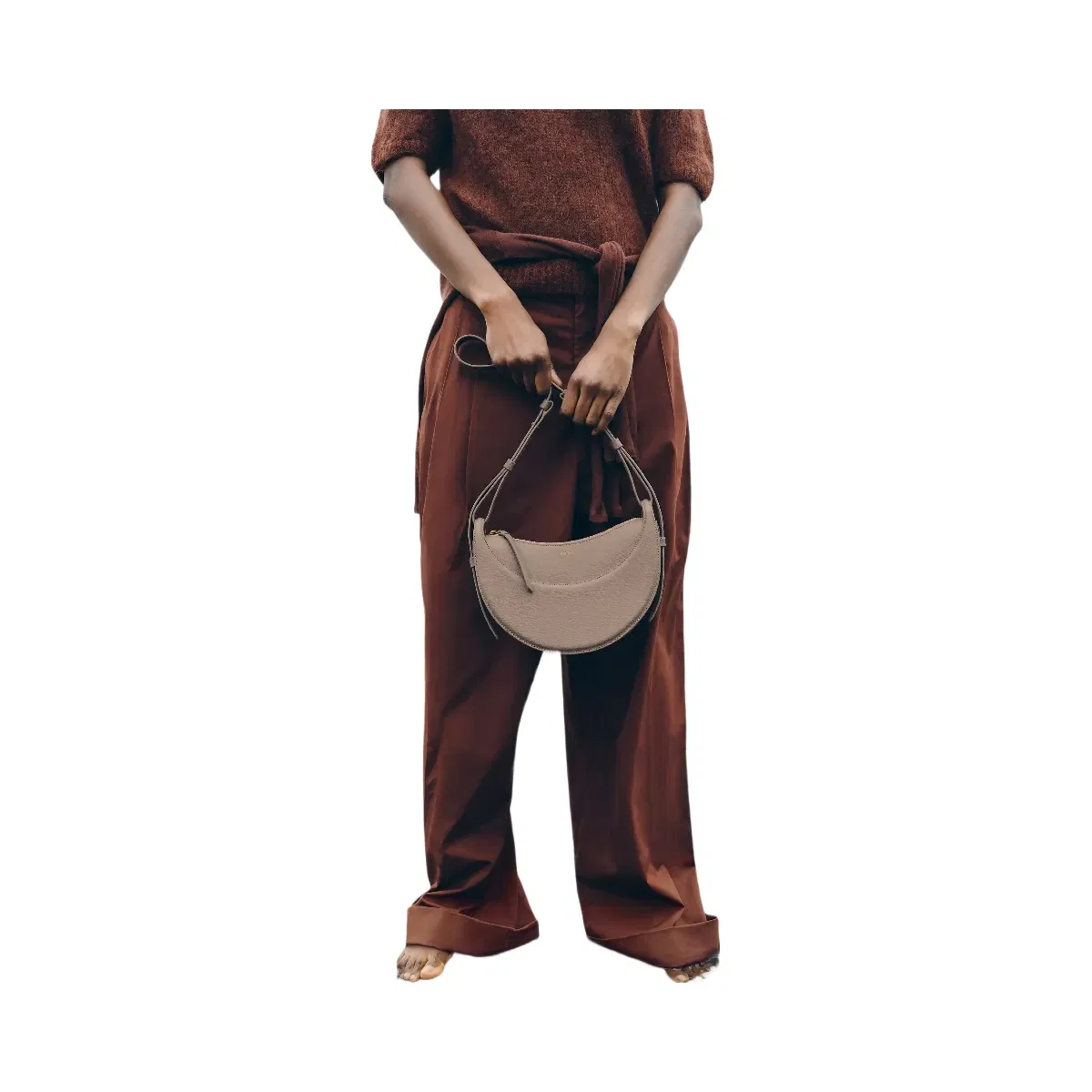 Polène Numéro Dix Textured Leather Bag Taupe