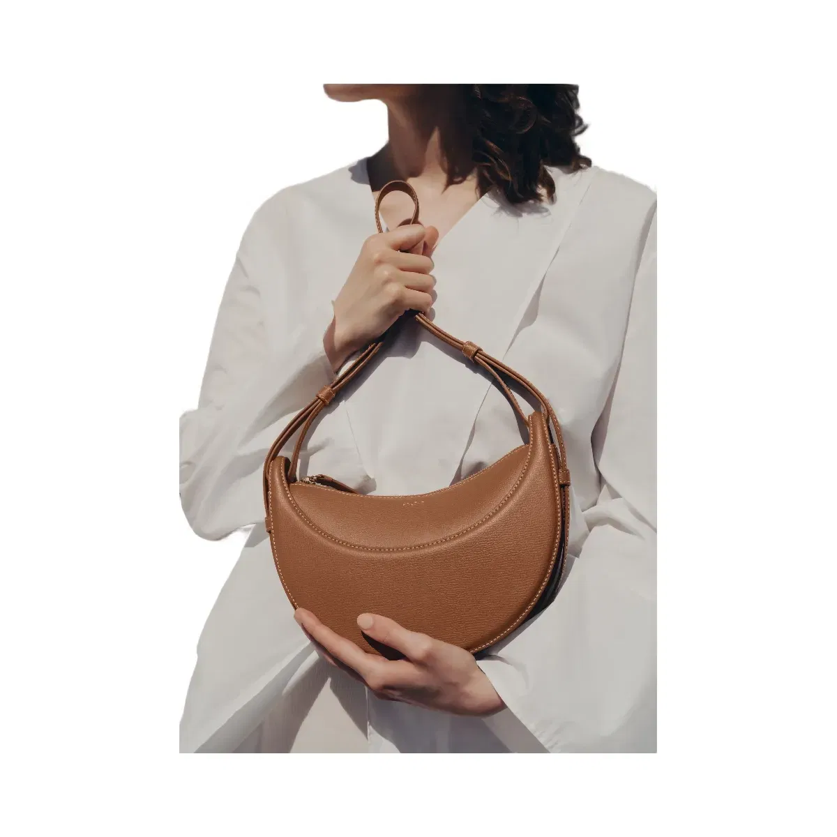 Polène Numéro Dix Textured Leather Bag Camel