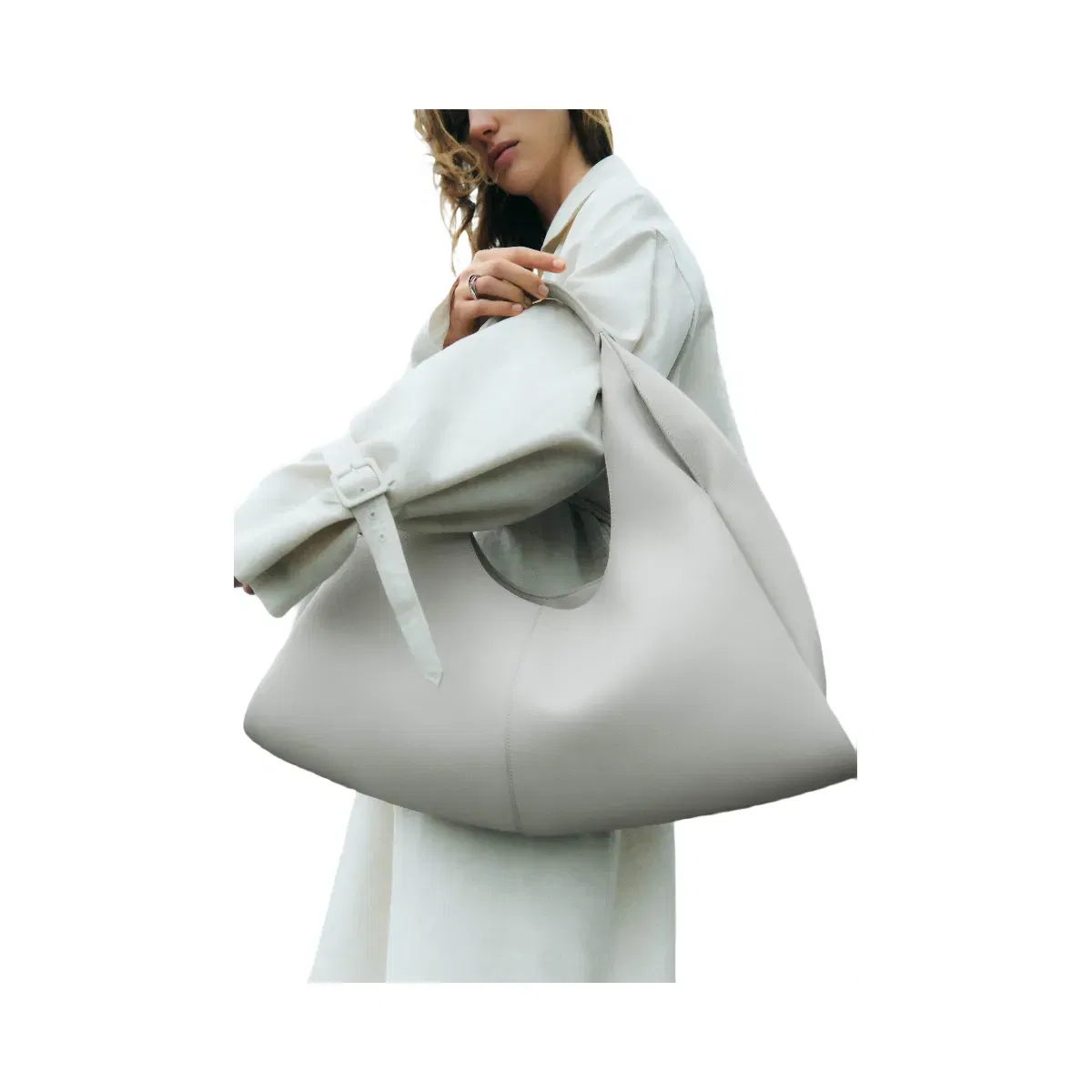 Polène Shuldo Textured Leather Bag Mist