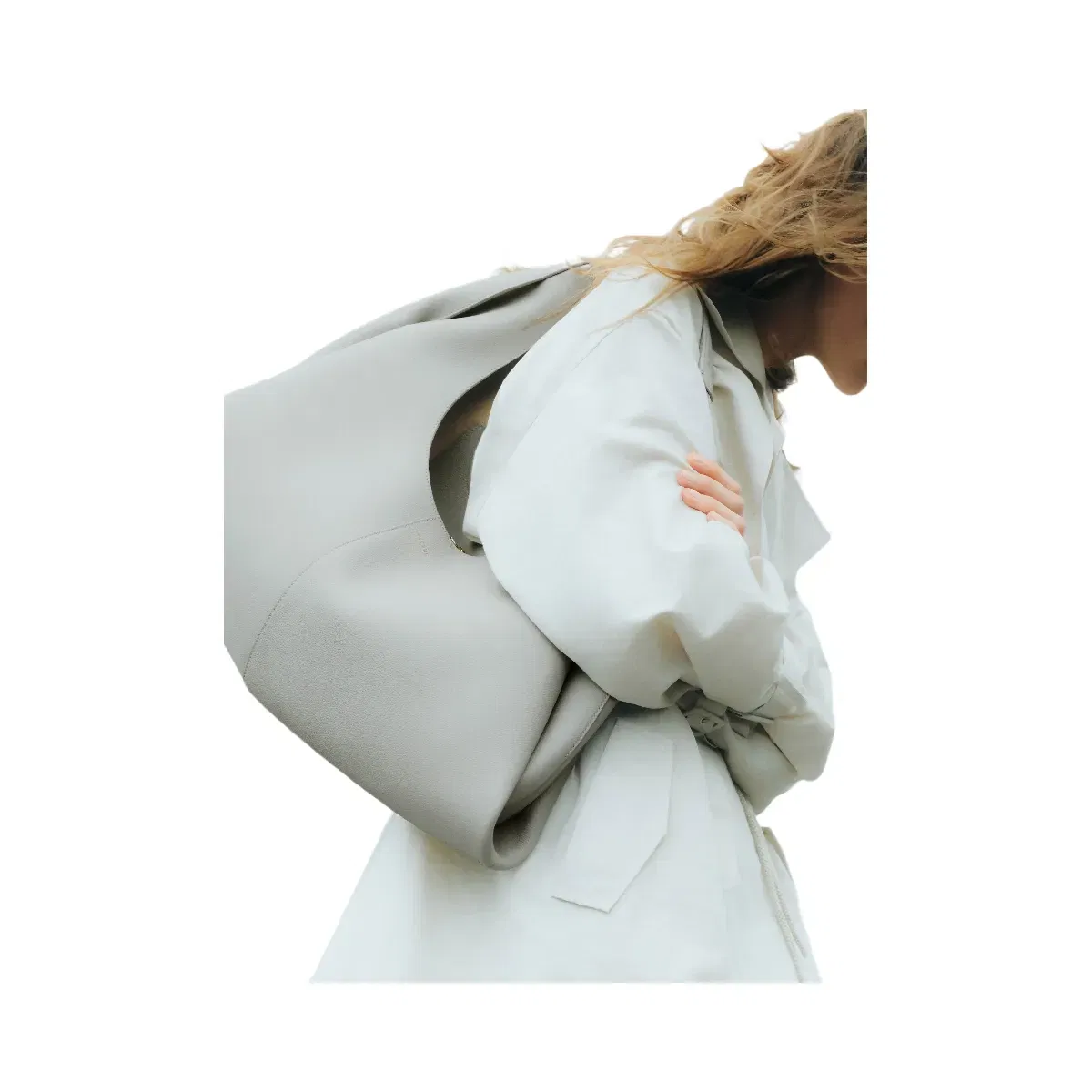 Polène Shuldo Textured Leather Bag Mist