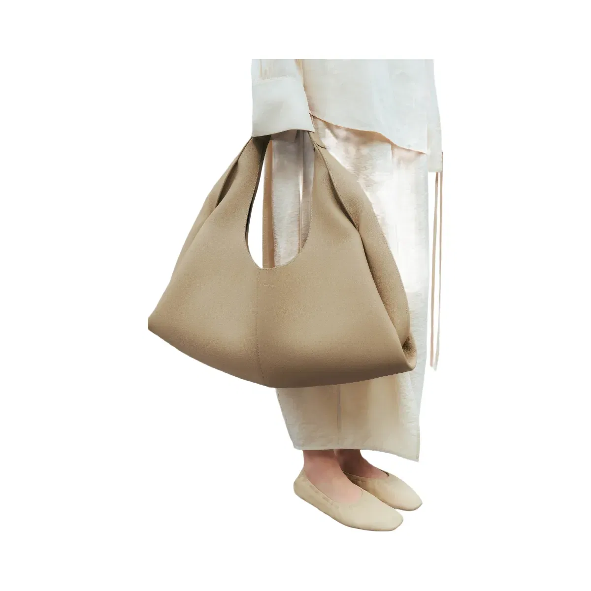 Polène Shuldo Textured Leather Bag Desert