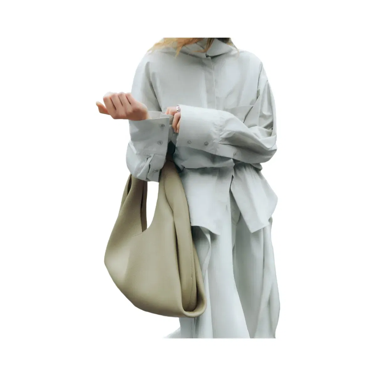 Polène Shuldo Textured Leather Bag Linden