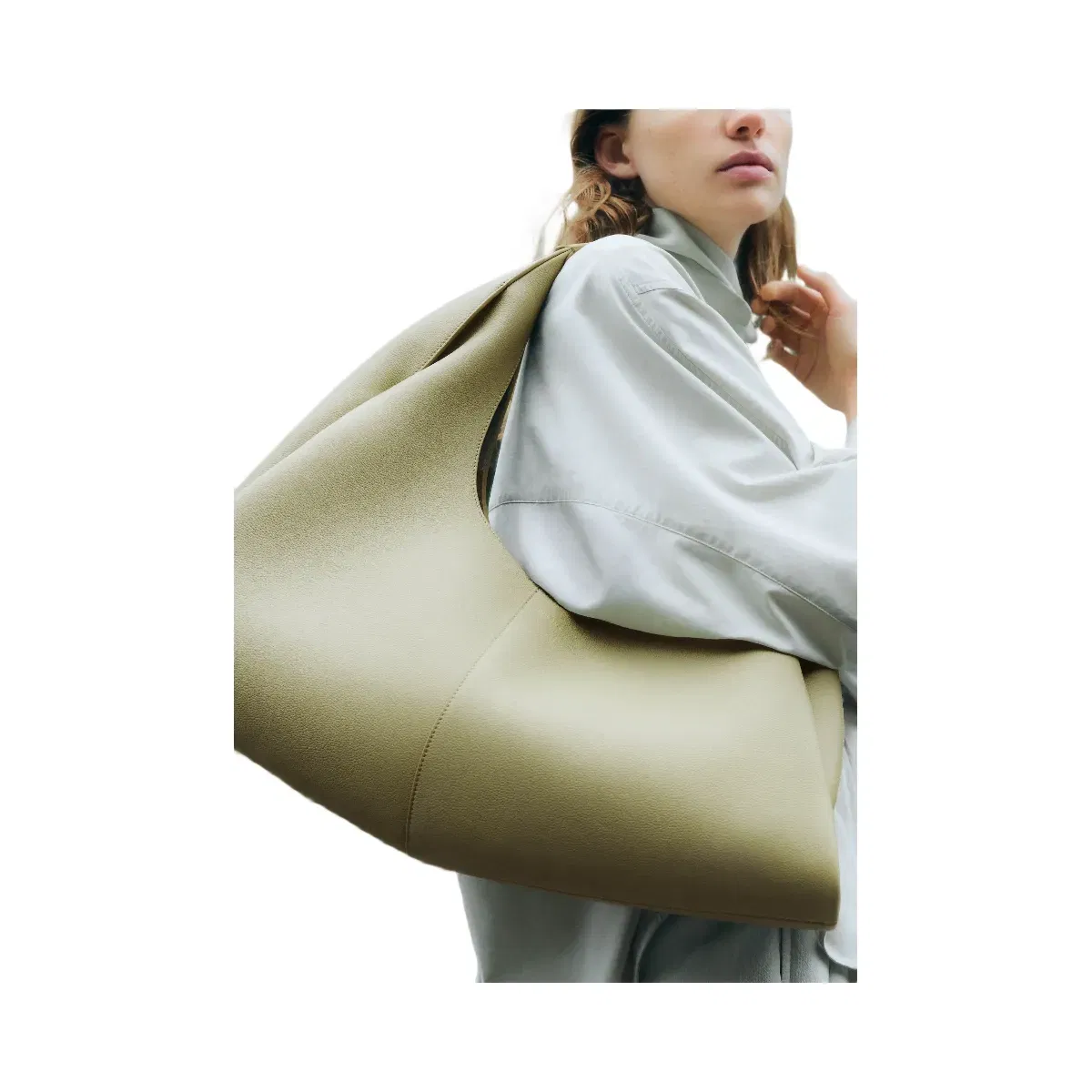 Polène Shuldo Textured Leather Bag Linden