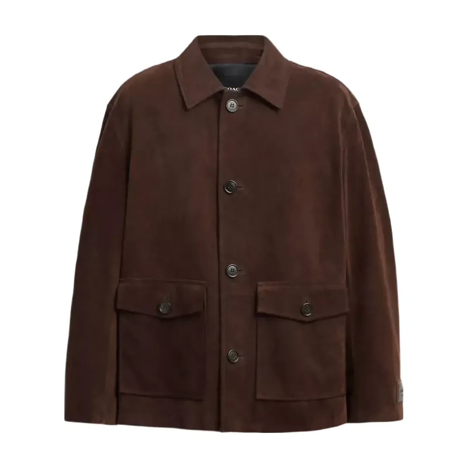 Coach Suede Shirt Jacket in Dark Brown