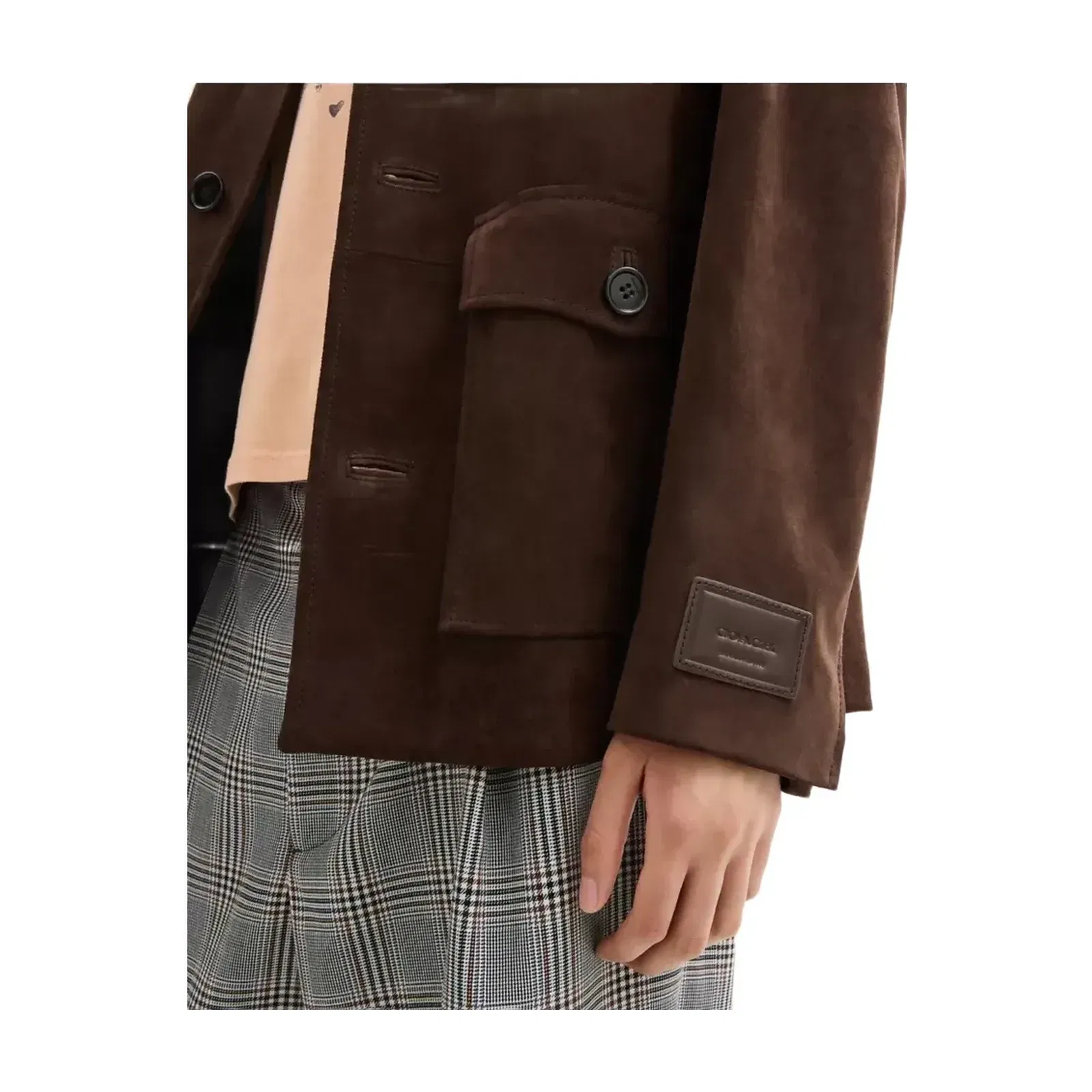 Coach Suede Shirt Jacket in Dark Brown