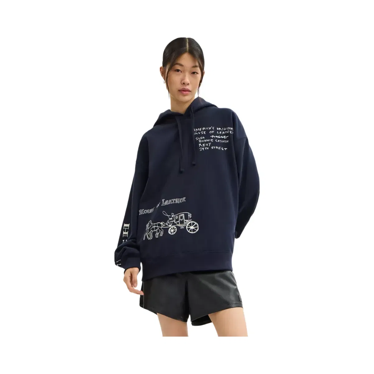 Coach Sketch Horse And Carriage Relaxed Hoodie in Navy Multi