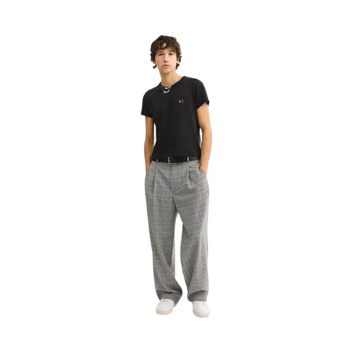 Coach Baggy Trousers in Grey Blue Plaid