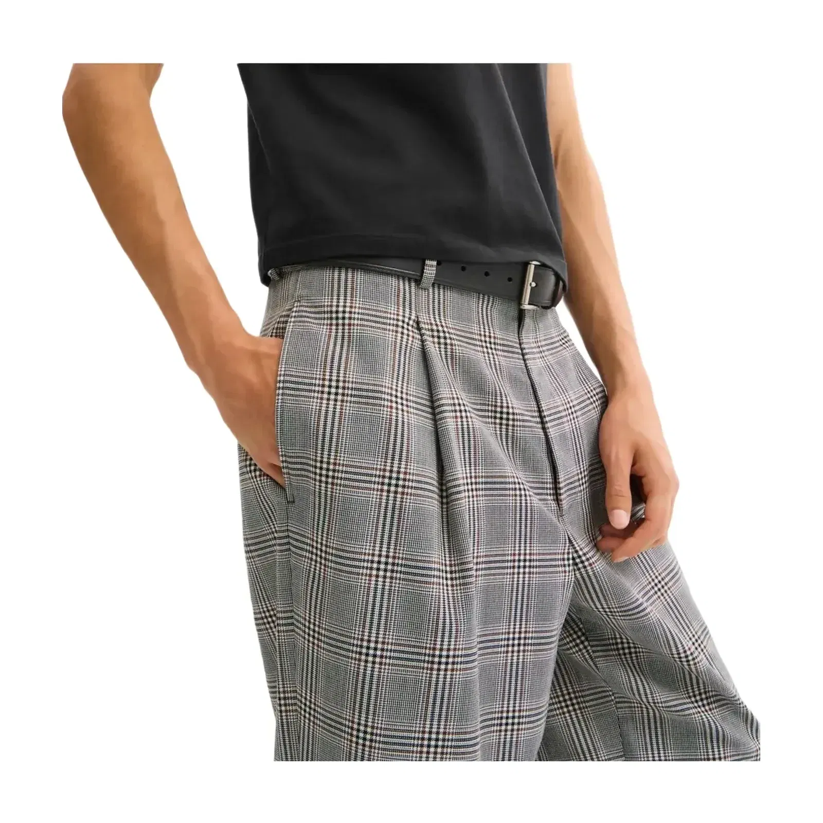 Coach Baggy Trousers in Grey Blue Plaid