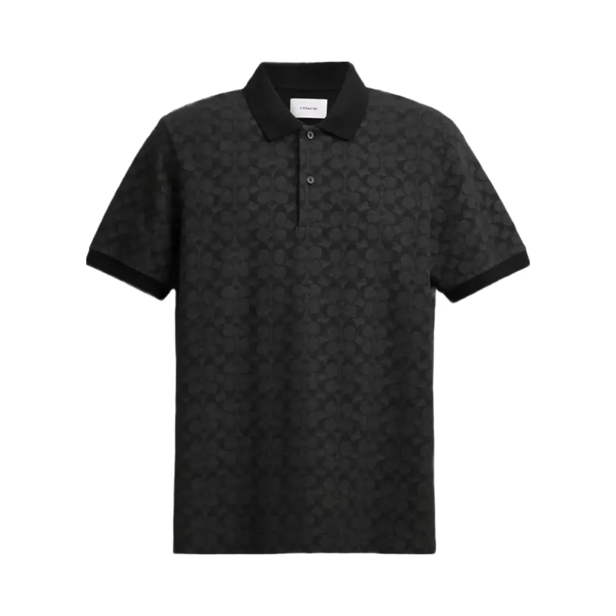 Coach Signature Polo In Organic Cotton in Charcoal Signature