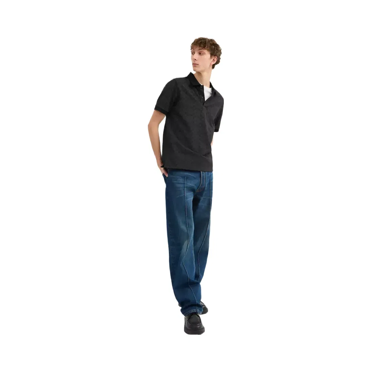 Coach Signature Polo In Organic Cotton in Charcoal Signature