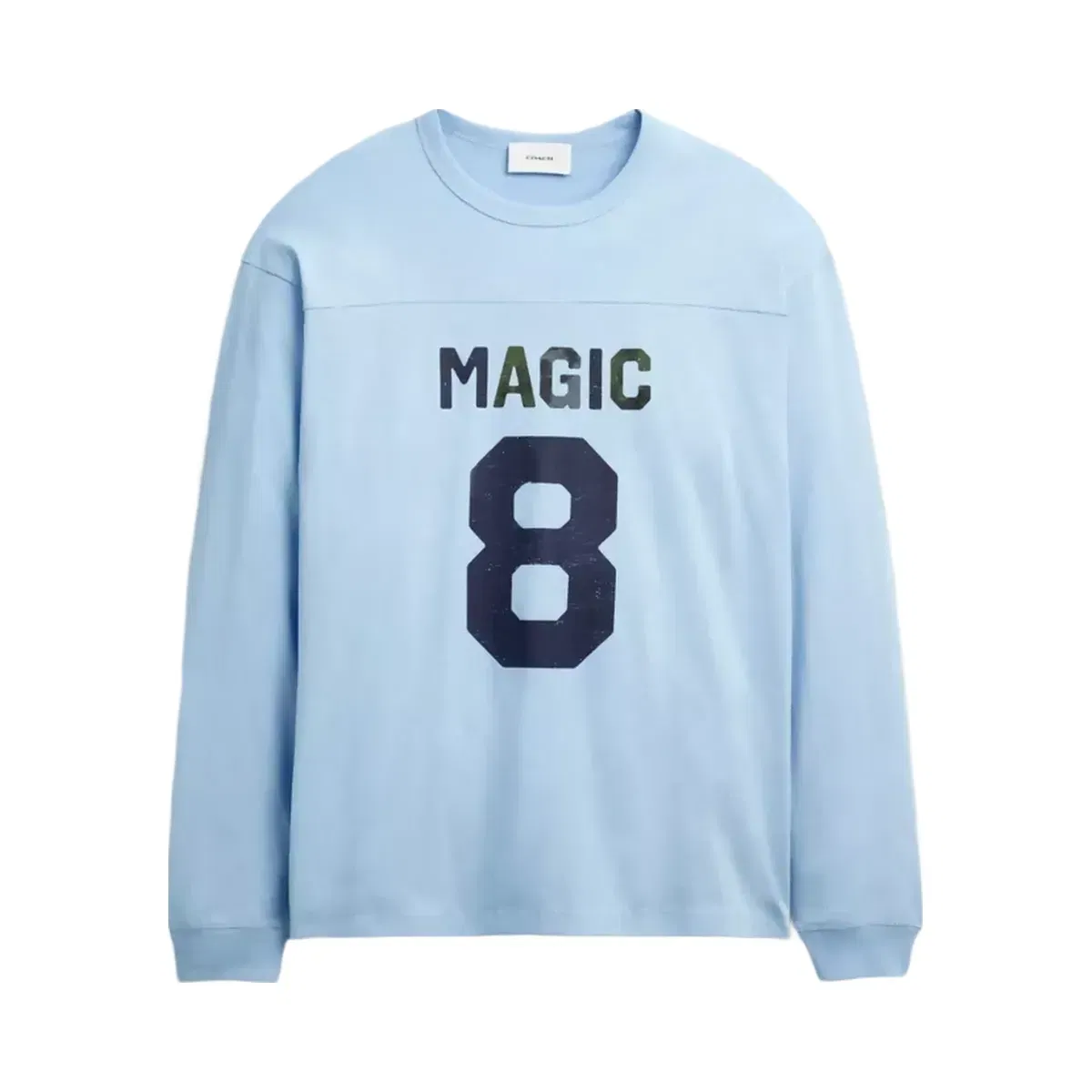 Coach Football Long Sleeve Relaxed T-Shirt in Baby Blue