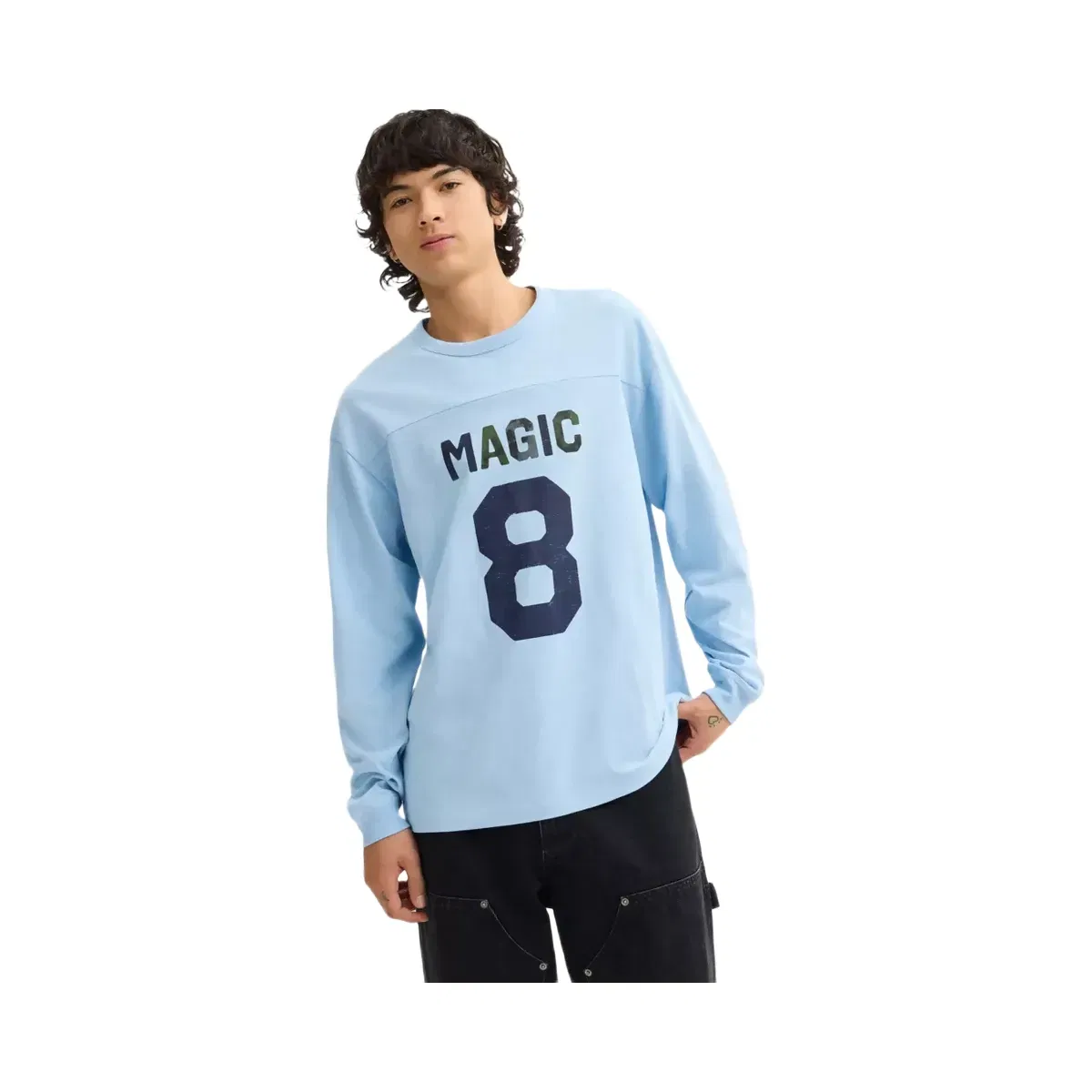 Coach Football Long Sleeve Relaxed T-Shirt in Baby Blue