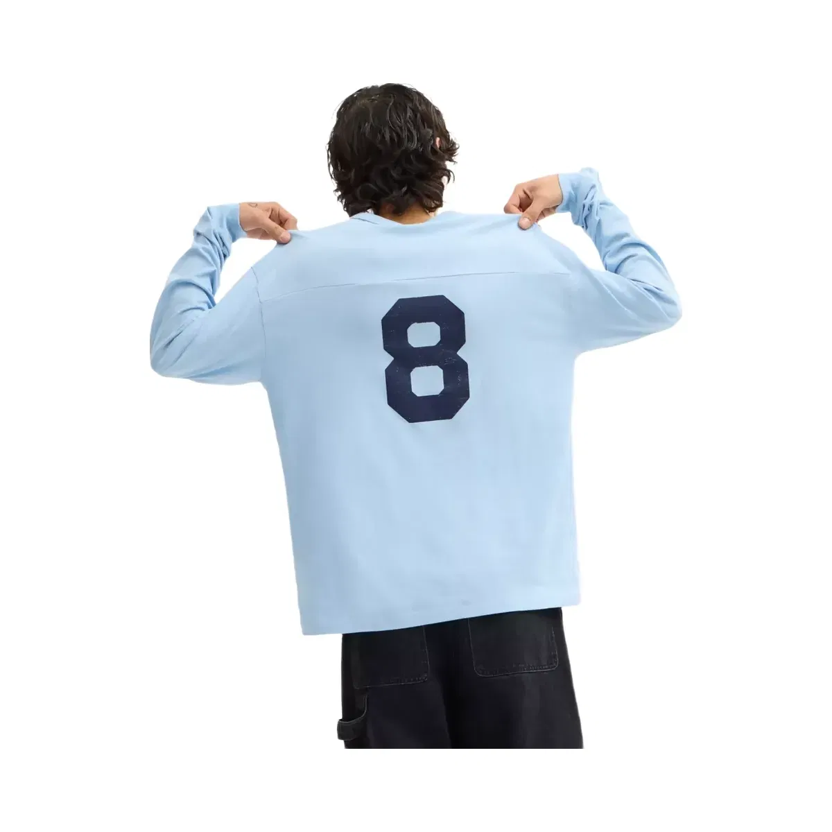 Coach Football Long Sleeve Relaxed T-Shirt in Baby Blue