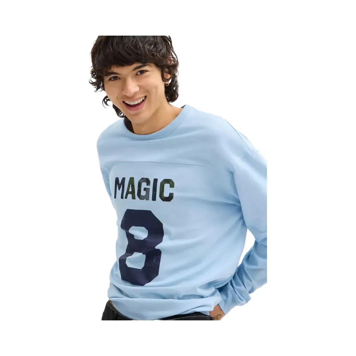 Coach Football Long Sleeve Relaxed T-Shirt in Baby Blue