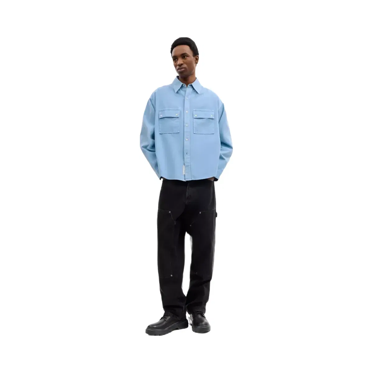 Coach Long Sleeve Canvas Shirt In Organic Cotton in Blue