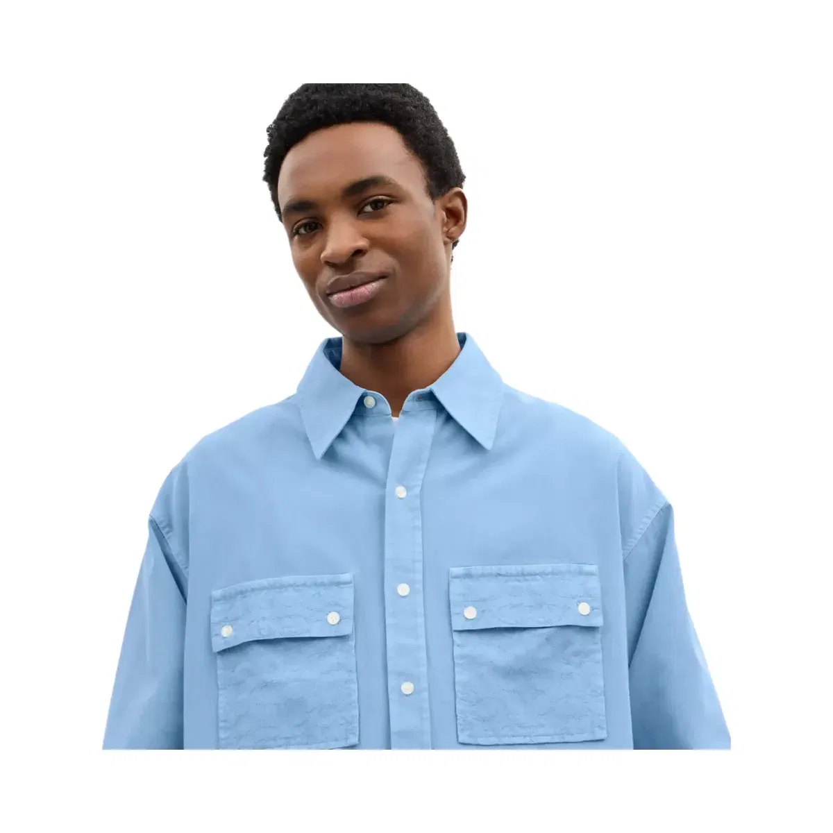 Coach Long Sleeve Canvas Shirt In Organic Cotton in Blue