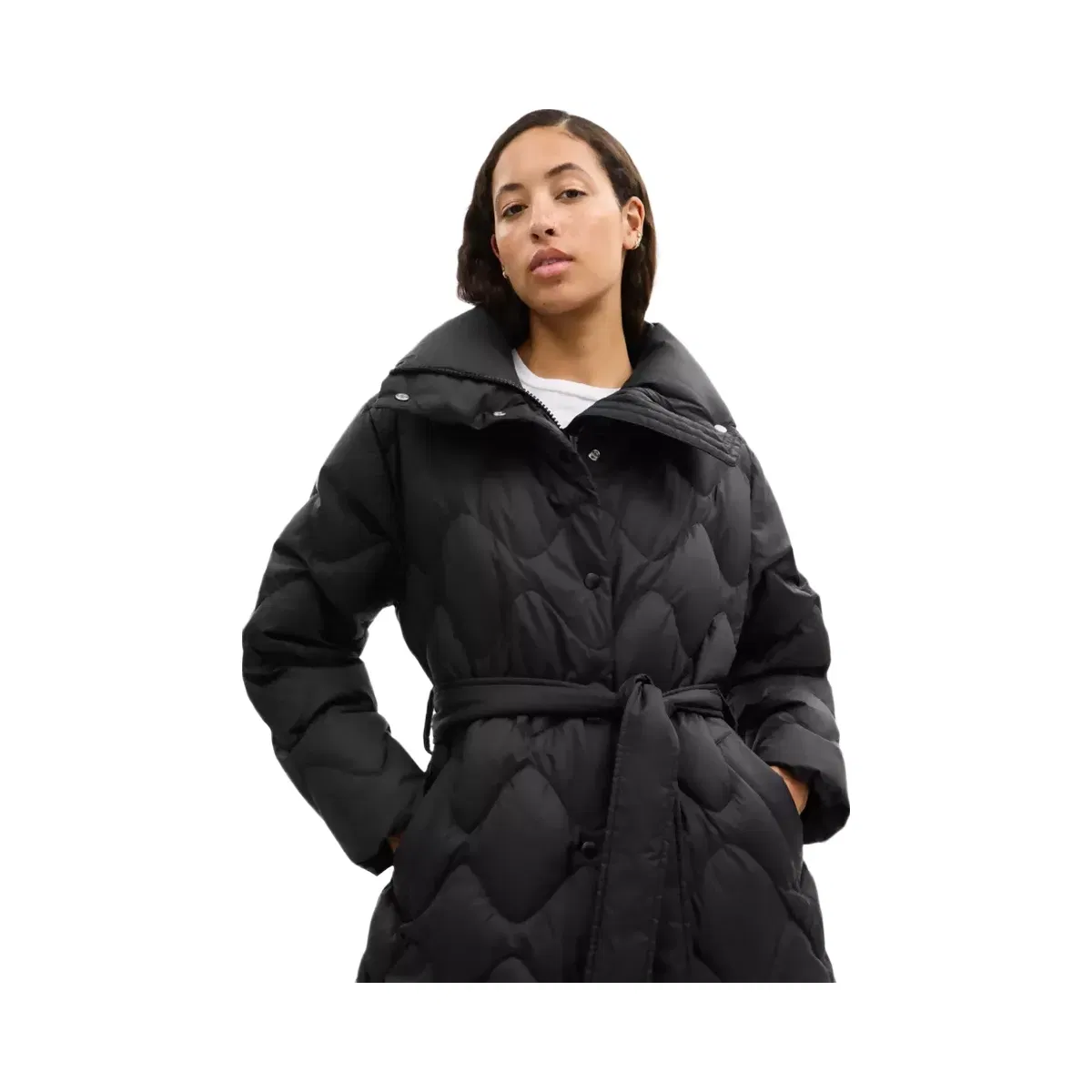 Coach Quilted Long Puffer in Black