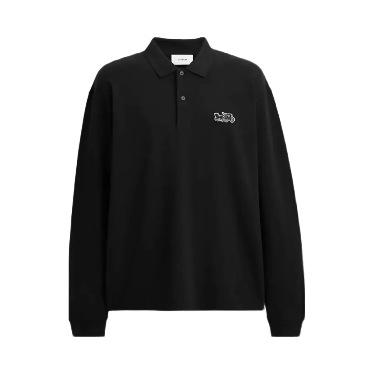 Coach Horse And Carriage Long Sleeve Polo in Black
