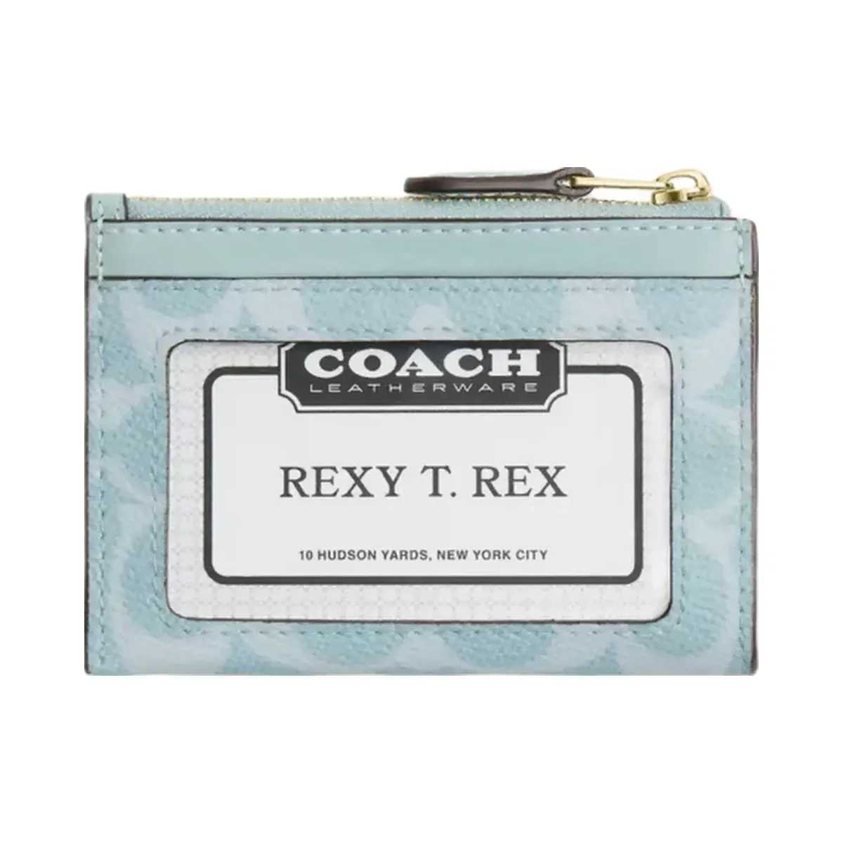 Coach Mini Skinny Id Case In Signature Canvas in Gold Light Blue