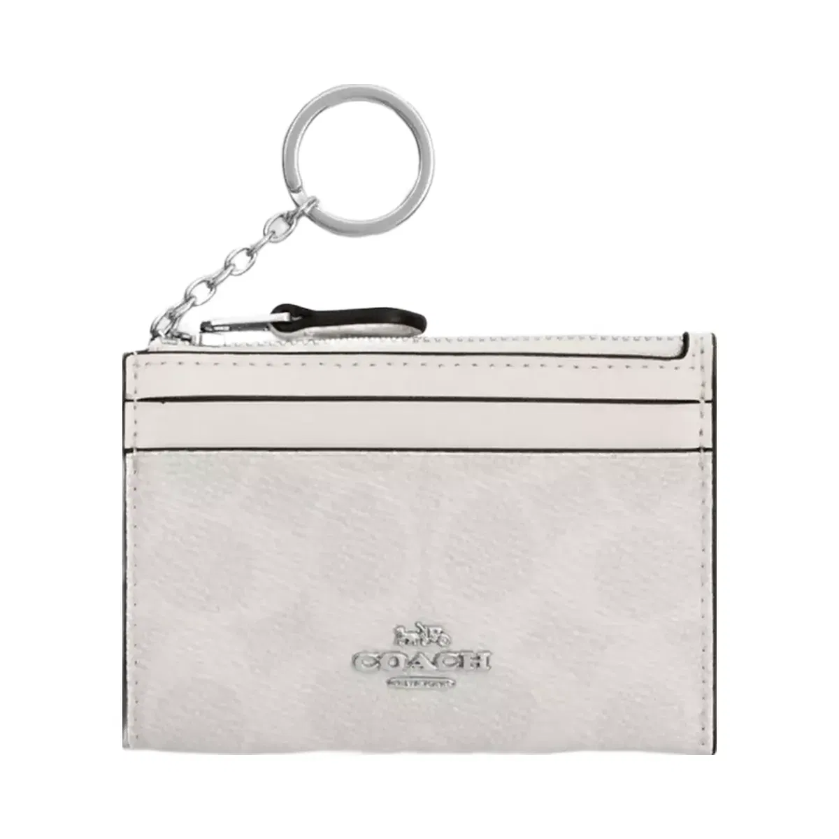 Coach Mini Skinny Id Case In Signature Canvas in Silver White Chalk
