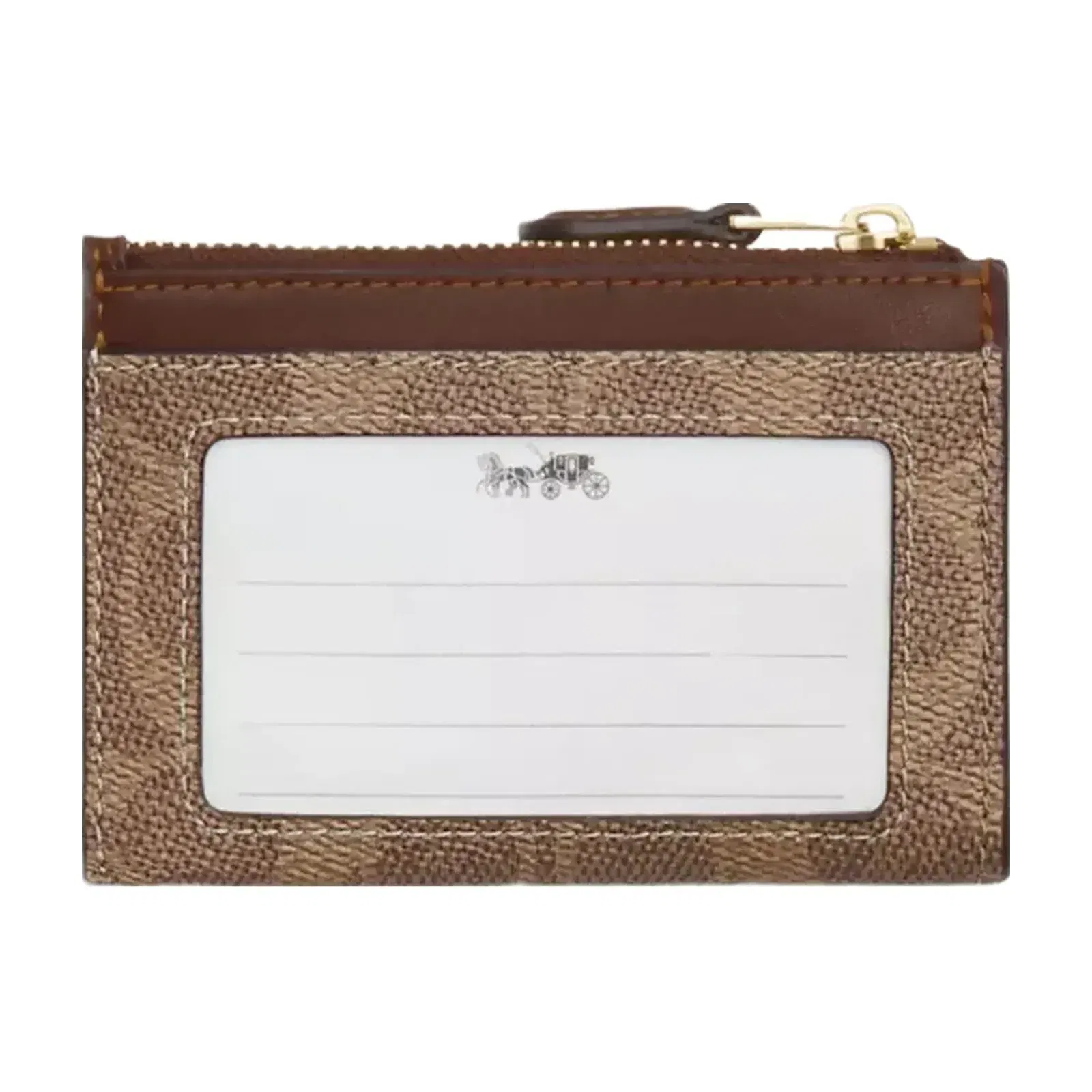 Coach Mini Skinny Id Case In Signature Canvas in Gold Tan Brown