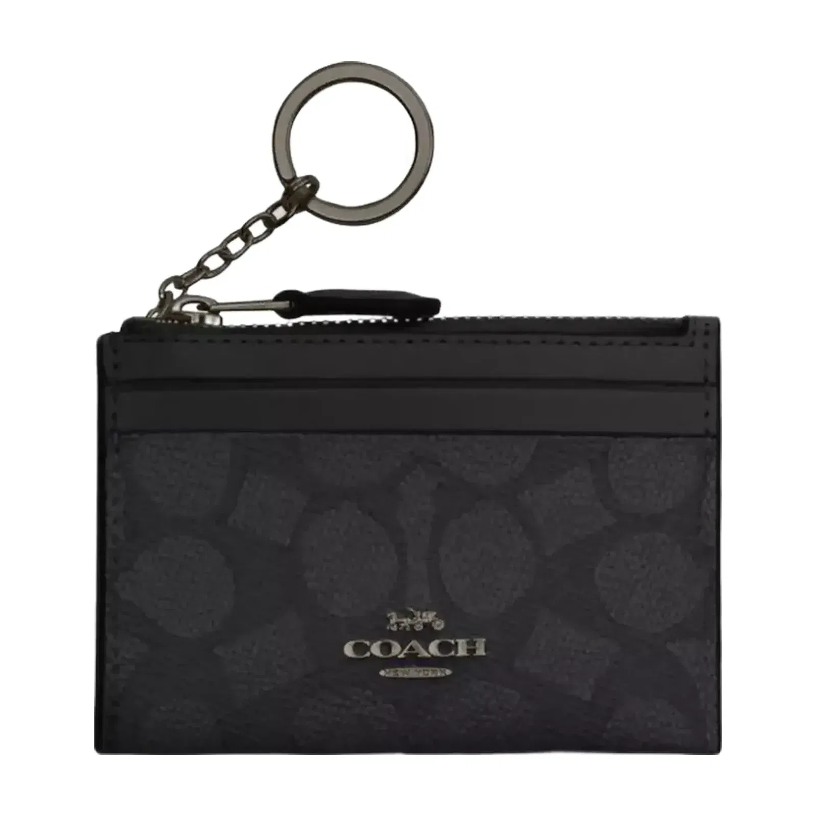 Coach Mini Skinny Id Case In Signature Canvas in Gunmetal Charcoal Black