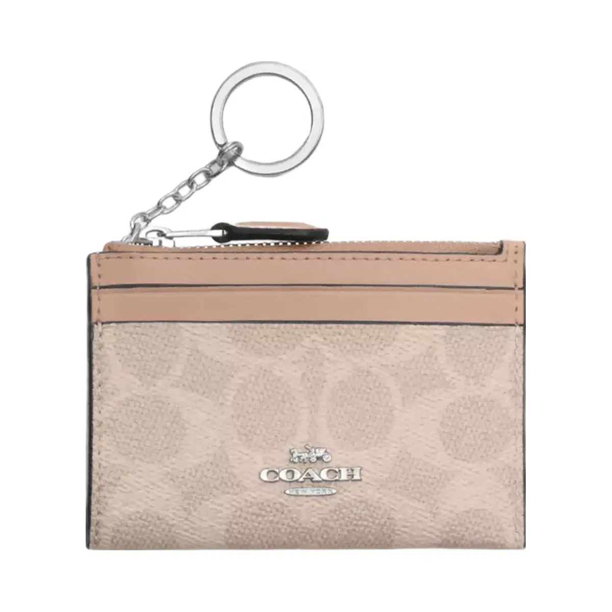 Coach Mini Skinny Id Case In Signature Canvas in Silver Sand Taupe