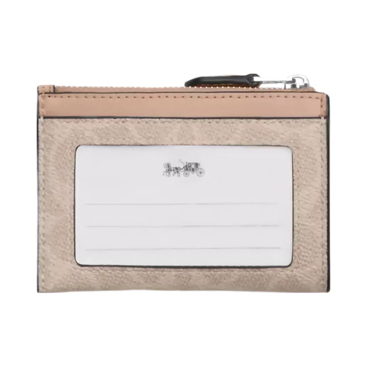 Coach Mini Skinny Id Case In Signature Canvas in Silver Sand Taupe