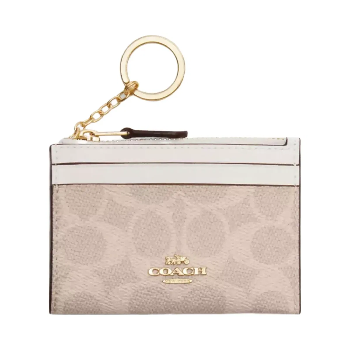 Coach Mini Skinny Id Case In Signature Canvas in Gold Sand Chalk