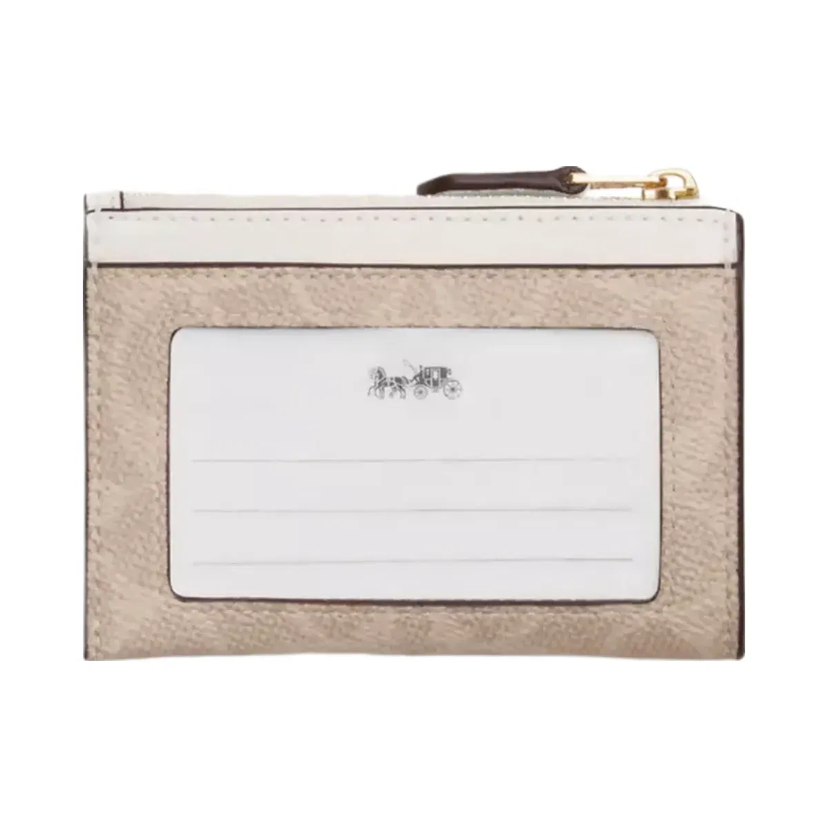 Coach Mini Skinny Id Case In Signature Canvas in Gold Sand Chalk