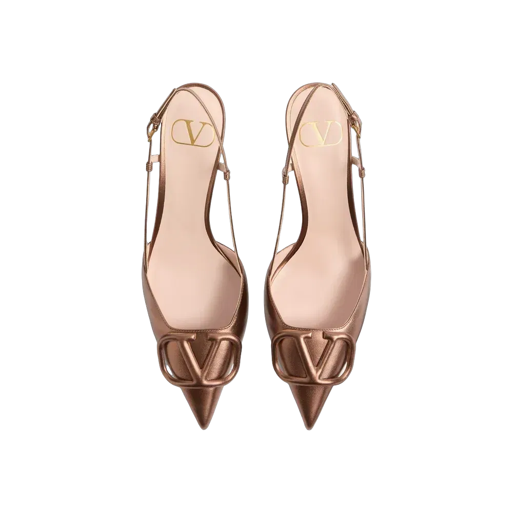 Valentino VLogo Signature Slingback Pump In Laminated Nappa Leather 80mm Bronze